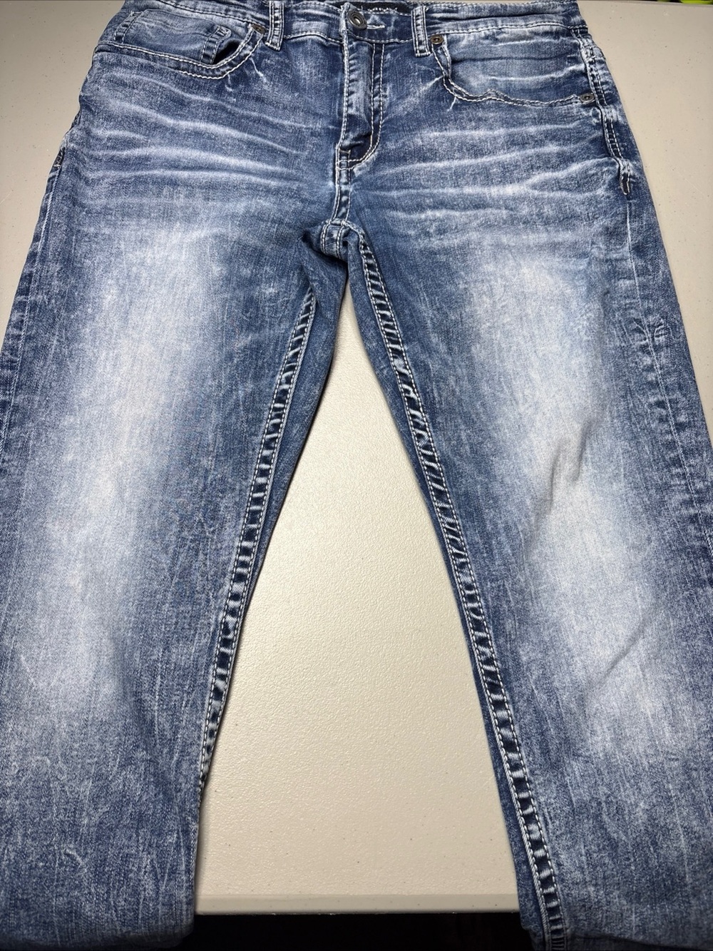 BKE Jake Jeans Mens 32x32/32X25 Blue Distressed Straight Leg Denim Medium Wash